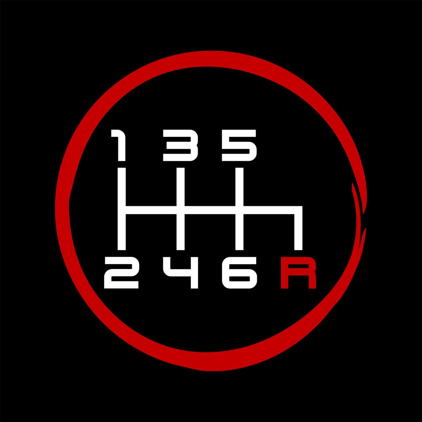 6 Speed Pattern Manual Transmission Brush Stroked T-Shirt