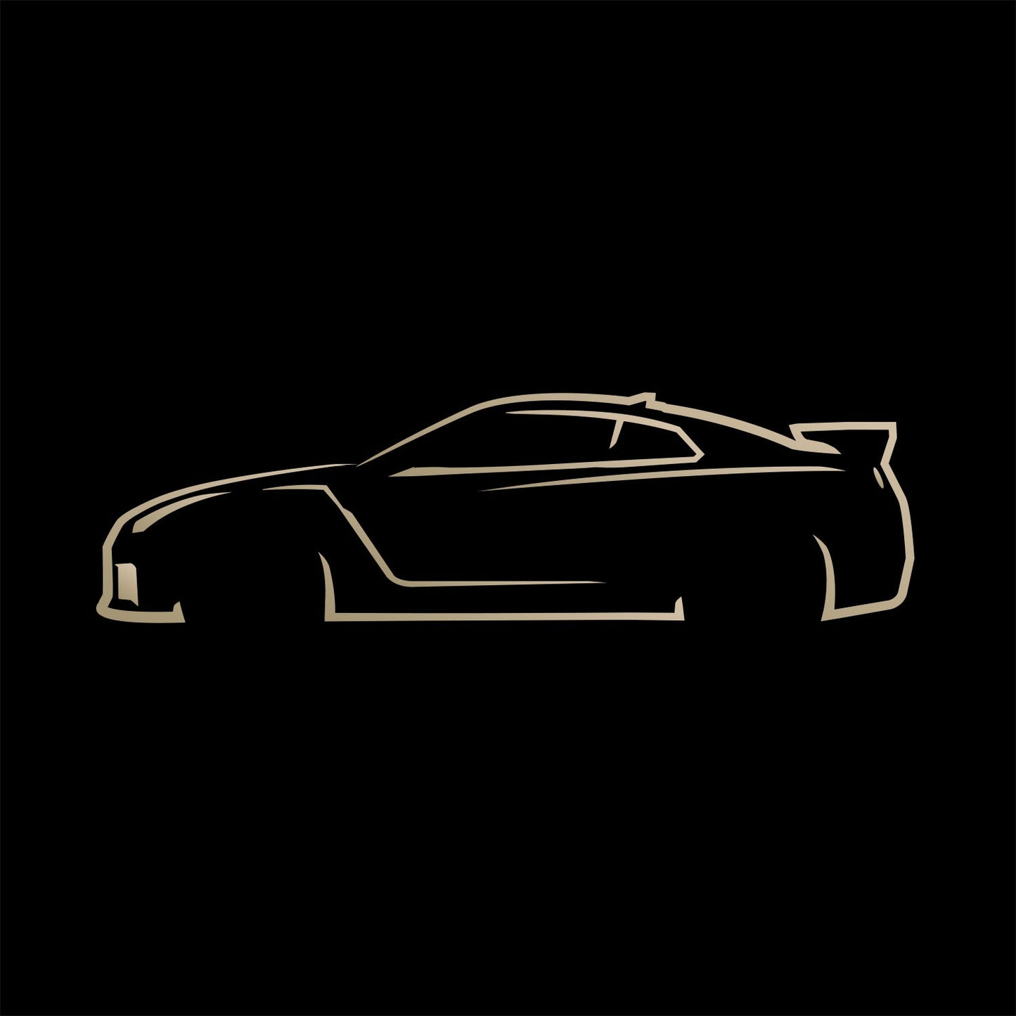 R35 GTR Inspired Vintage Gold Silhouette T-Shirt
