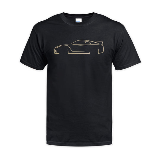 R35 GTR Inspired Vintage Gold Silhouette T-Shirt